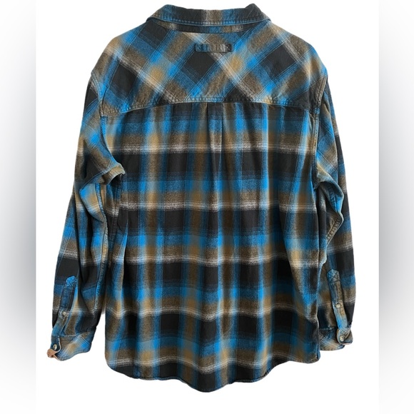 Legendary Whitetails Blue and Brown Plaid Flannel Button Up Shirt - Picture 4 of 7
